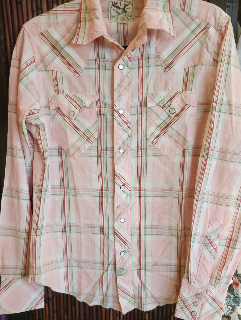 American Rag Women's Pink Plaid Button-Front Shirt